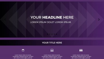 دانلود رایگان گرافیک صفحه اصلی وبسایت با زمینه بنفش طرح مثلثی